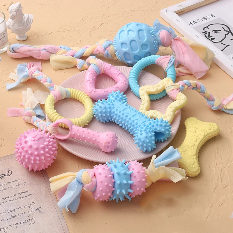 Pet Dog Toys For Small Dog Chews TPR Knot Toys Bite Resistant Molar Teeth Cleaning