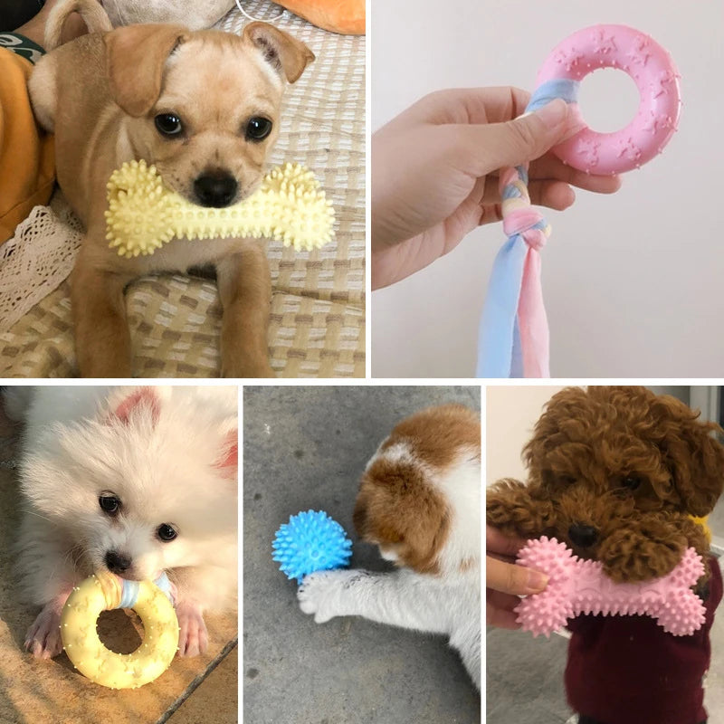 Pet Dog Toys For Small Dog Chews TPR Knot Toys Bite Resistant Molar Teeth Cleaning