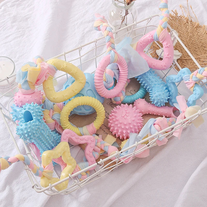 Pet Dog Toys For Small Dog Chews TPR Knot Toys Bite Resistant Molar Teeth Cleaning