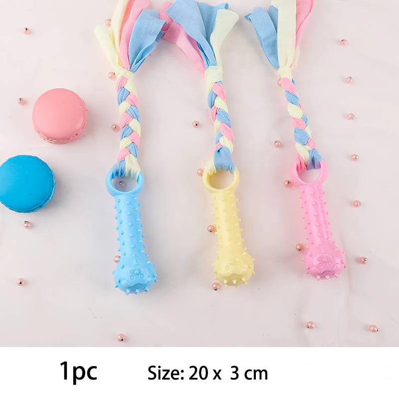 Pet Dog Toys For Small Dog Chews TPR Knot Toys Bite Resistant Molar Teeth Cleaning