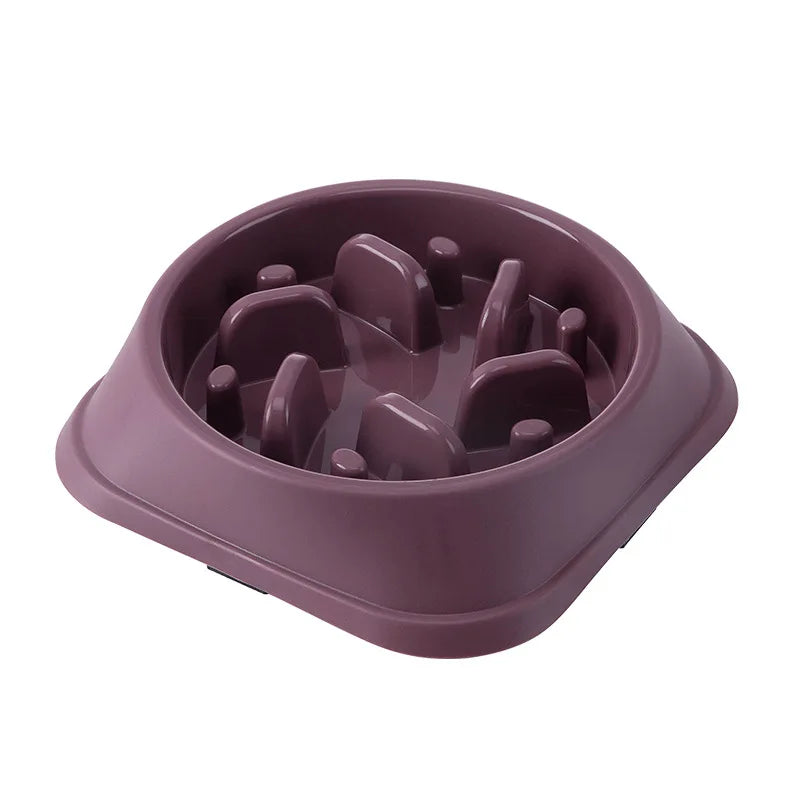 Pet Cat Dog Slow Food Bowl Fat Help Healthy Round Anti-choking
