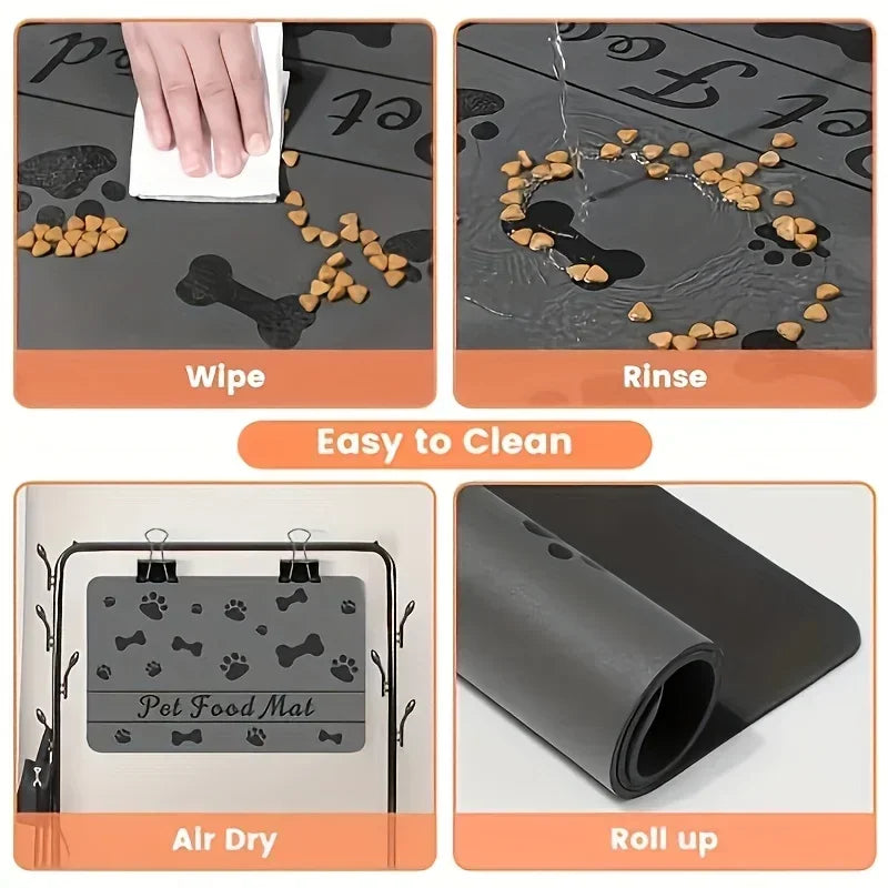 Heavy Duty Pet Feeding Mat For Messy Eaters - Non-Slip