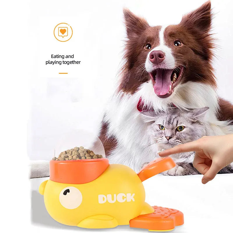 Dog, cat, pet feeder, little yellow duck, interactive puzzle dog feeding machine, anti-slip bottom