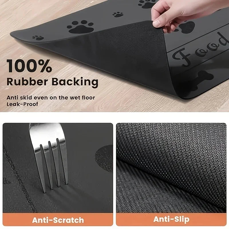 Heavy Duty Pet Feeding Mat For Messy Eaters - Non-Slip