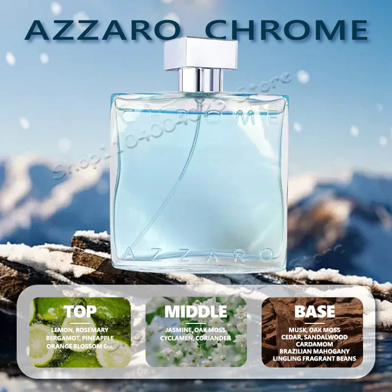 Azzaro Chrome Eau de Toilette 100ML Fresh Aquatic Men's Cologne Citrus Woody Musky Fragrance Fresh Notes Luxury Perfumes for Men