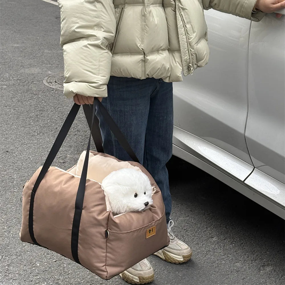 Dog Car Seat with Safety Belt Four Season Universal Pet Ooster Nest Cushion