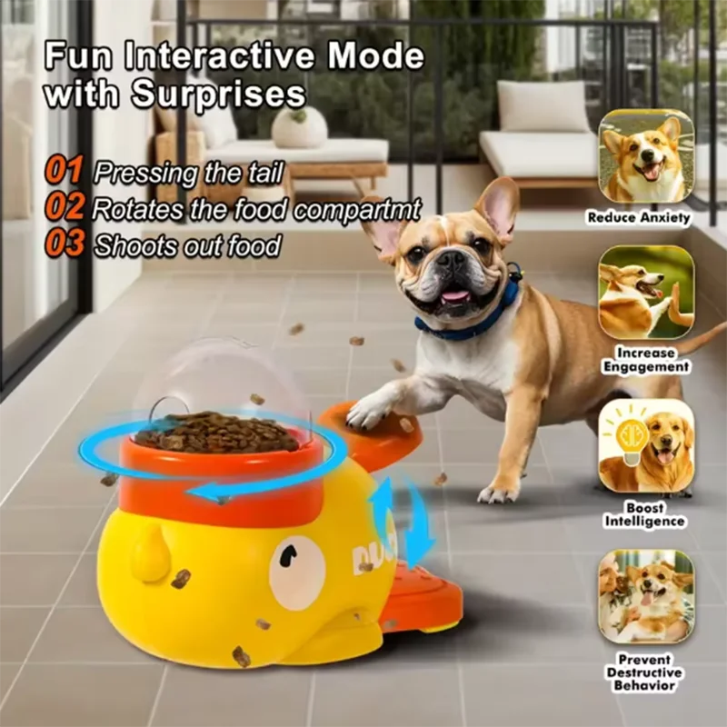 Dog, cat, pet feeder, little yellow duck, interactive puzzle dog feeding machine, anti-slip bottom