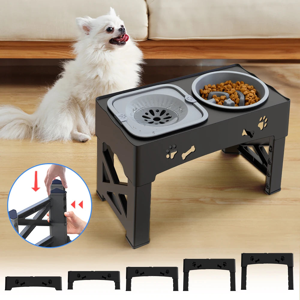 3 In 1 Pet Feeder Slow Feed Bowls Double Bowls Foldable