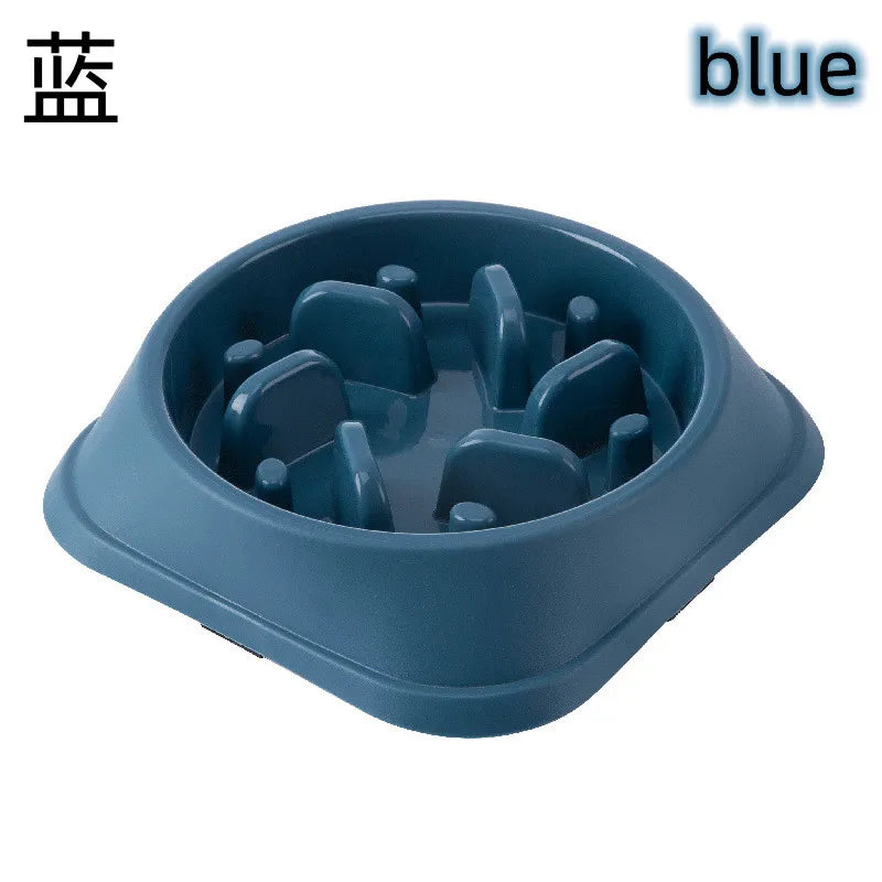 Pet Cat Dog Slow Food Bowl Fat Help Healthy Round Anti-choking