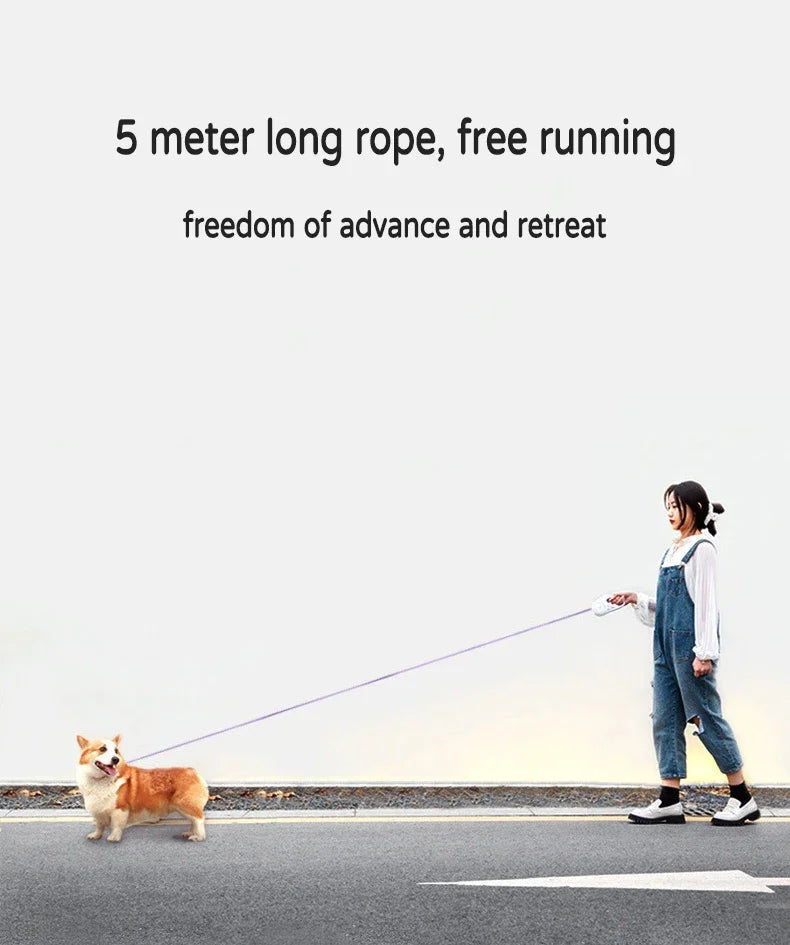 LED Retractable Dog Leash with light