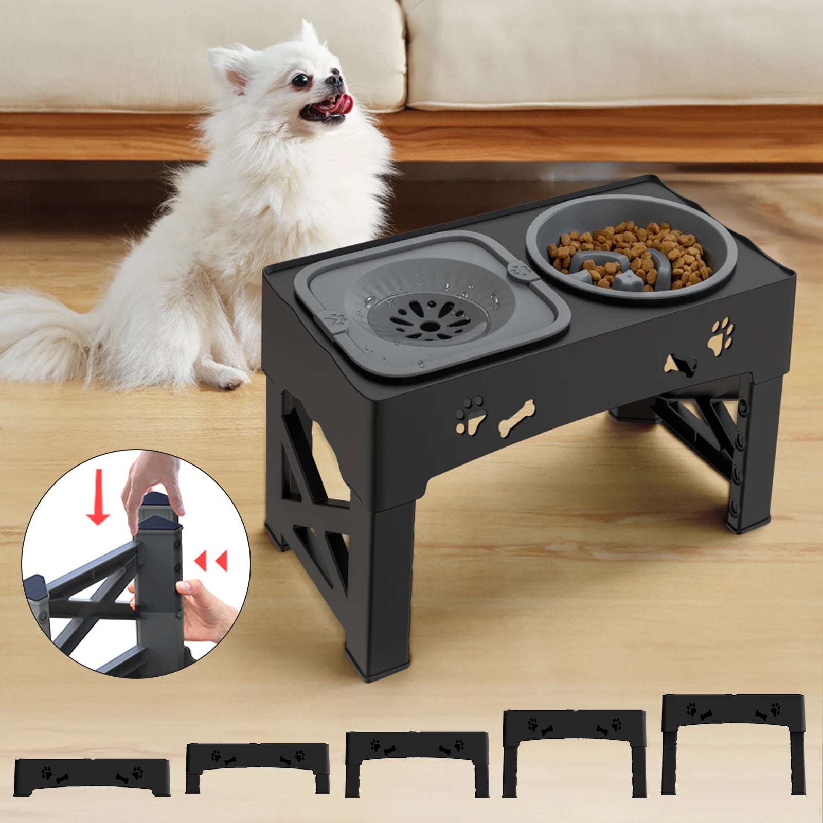 3 In 1 Pet Feeder Slow Feed Bowls Double Bowls Foldable