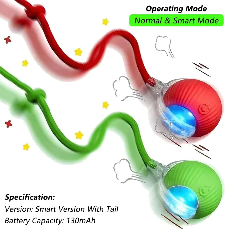 Cat Interactive Ball Toy, Automatic Rolling Ball with Tail