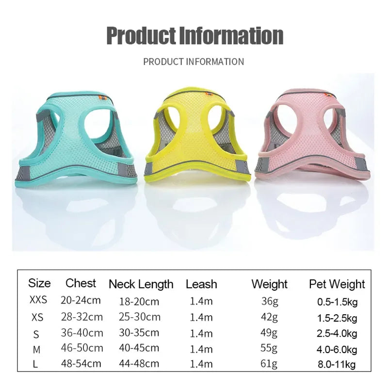 Cat Dog Harness Vest Chest Rope Set Reflective Breathable Pet Harness