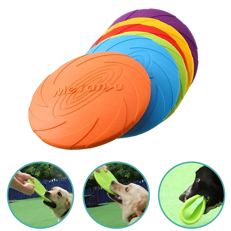 Dog Toys Silicone Flying Disc Multicolor Chew Toy