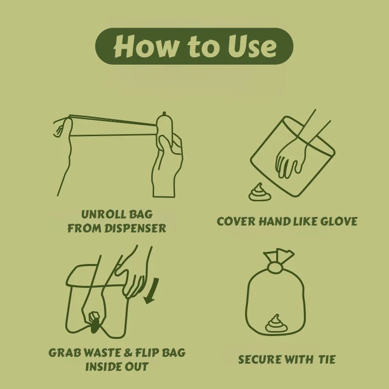 Biodegradable Poop Bags portable and Leakproof - Thickened Dog/Cat Waste Bags