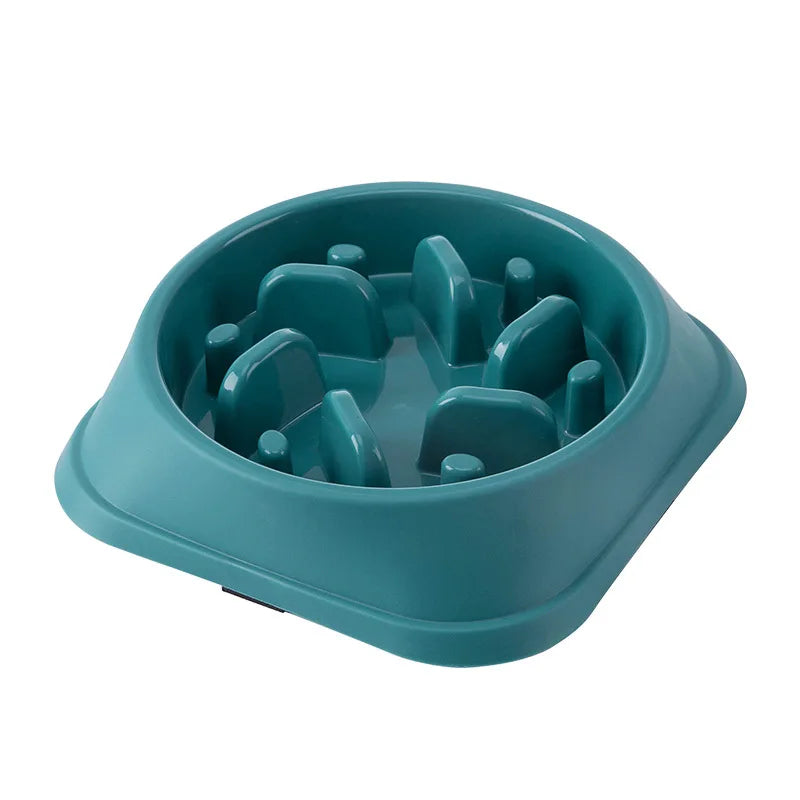 Pet Cat Dog Slow Food Bowl Fat Help Healthy Round Anti-choking