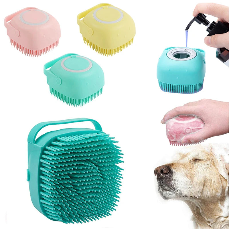 Silicone Dog Bath Massage Gloves Brush Pet Cat Bathroom Cleaning Tool