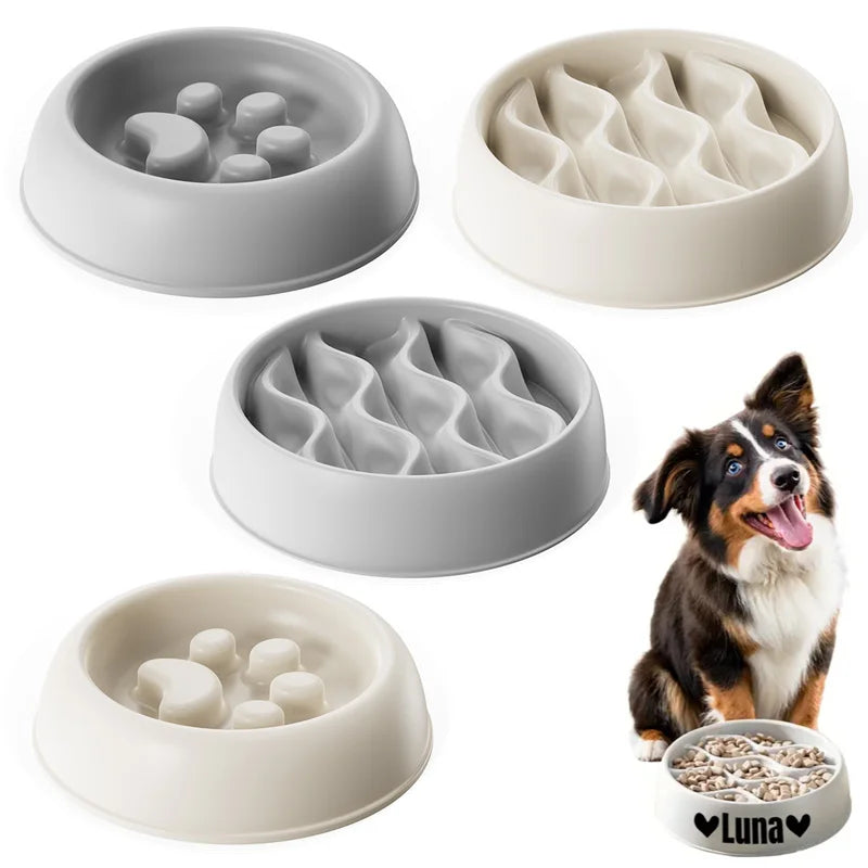 Paw Print Slow Feeder Bowls for Dogs,