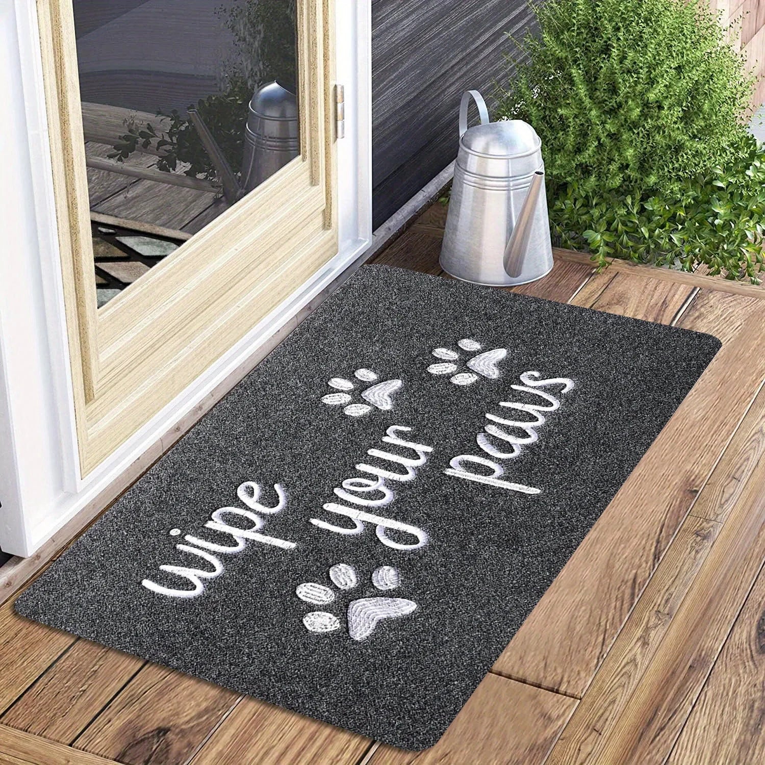 "Wipe Your Paws" Dog Paw Print Welcome Mat