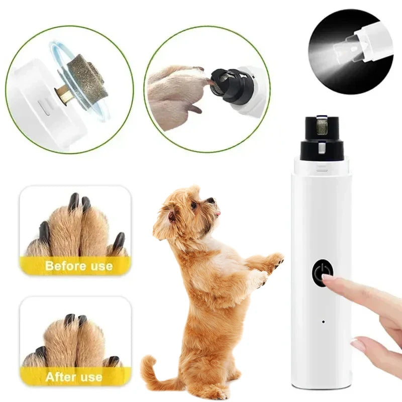 New Electric Dog Nail Clippers Rechargeable USB Charging LED Light