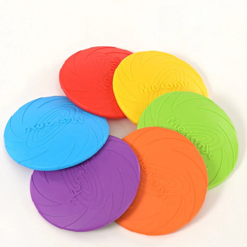 Dog Toys Silicone Flying Disc Multicolor Chew Toy
