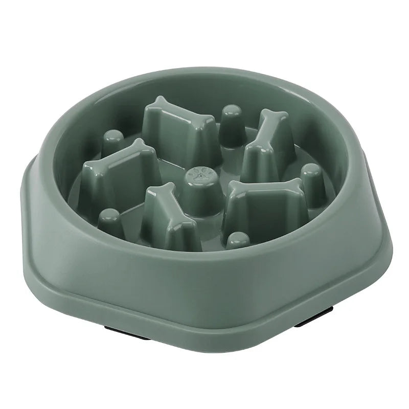 Pet Cat Dog Slow Food Bowl Fat Help Healthy Round Anti-choking