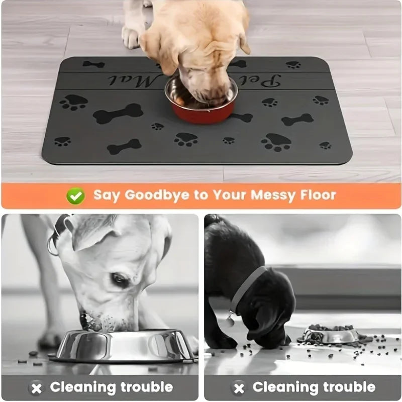 Heavy Duty Pet Feeding Mat For Messy Eaters - Non-Slip