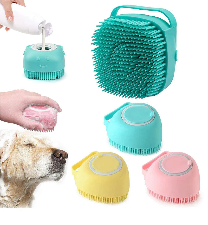 Silicone Dog Bath Massage Gloves Brush Pet Cat Bathroom Cleaning Tool