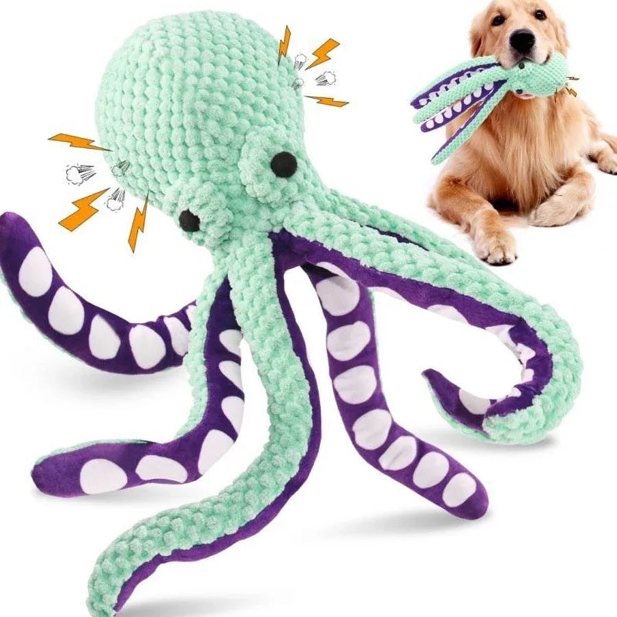 Pet plush octopus toy interactive sound anti-demolition
