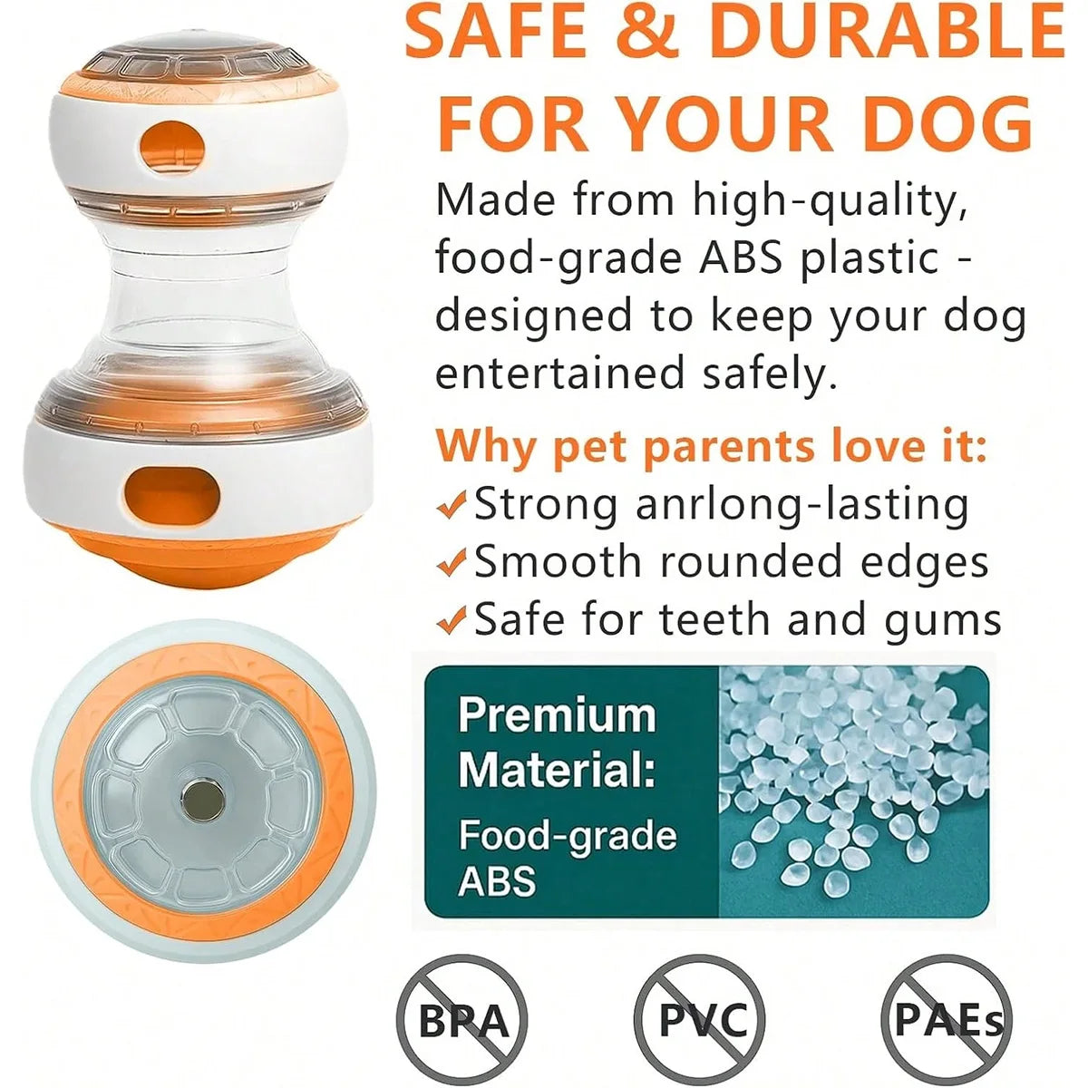 Interactive Dog Treat Dispenser, Puzzle Rolling Leak Food Ball