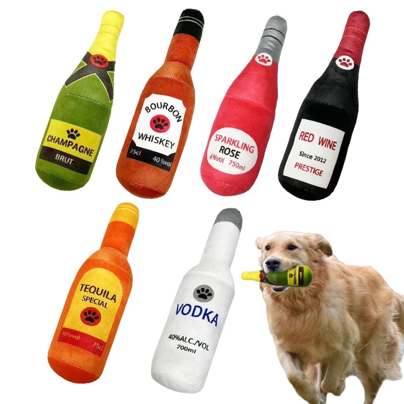 Fun Plush Dog Toys Beer Bottle
