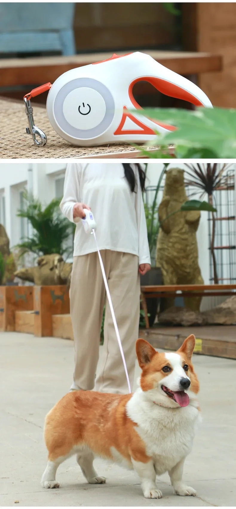 LED Retractable Dog Leash with light