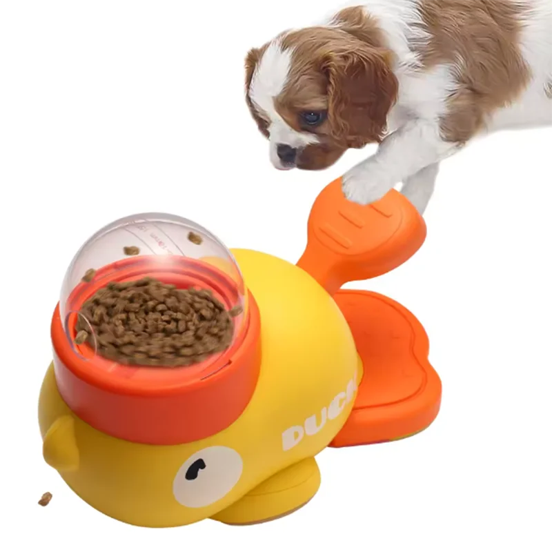 Dog, cat, pet feeder, little yellow duck, interactive puzzle dog feeding machine, anti-slip bottom