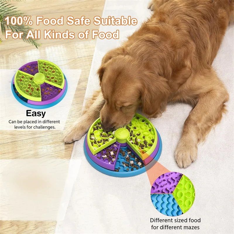 Slow Feeder Dog Bowl Mental Stimulate Detachable Puzzle