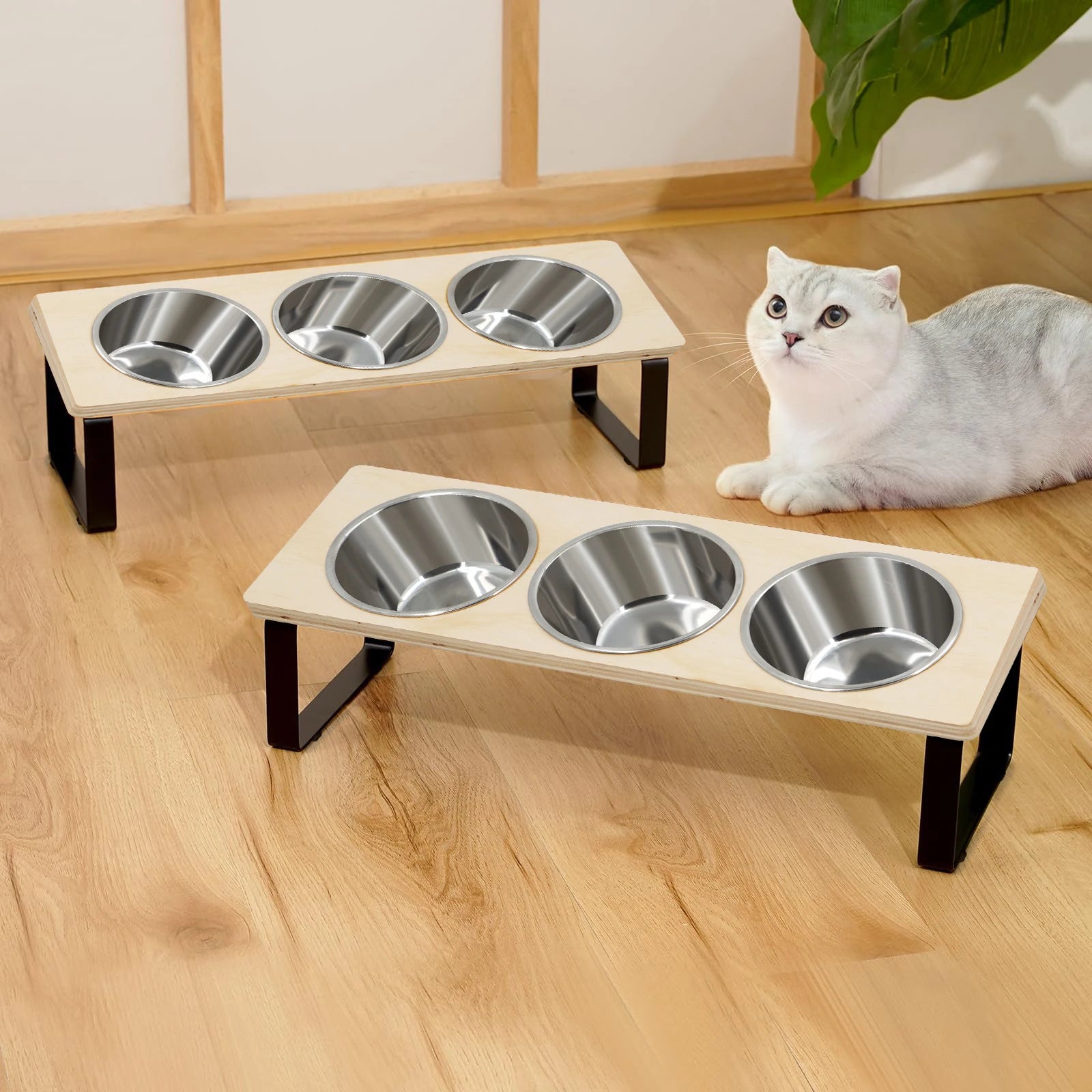 Elevated Cat Bowls Feeder 15° Tilted Raised Feeding & Watering Supplies
