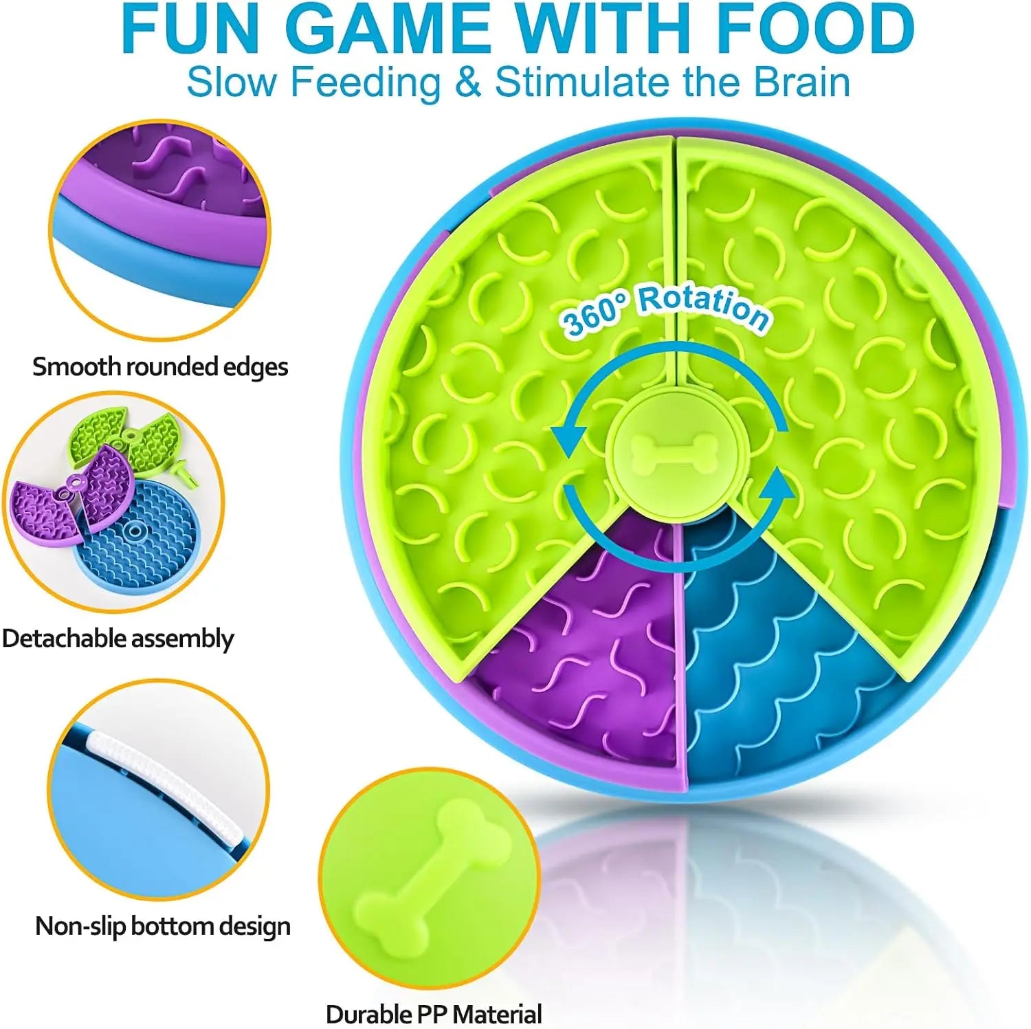 Slow Feeder Dog Bowl Mental Stimulate Detachable Puzzle