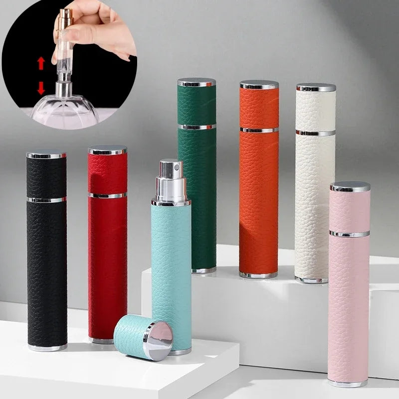 10ML Portable Compact Leather Perfume Bottle Multipurpose Sprayer Refillable Empty Perfume Atomizer for Travel Outdoor Container