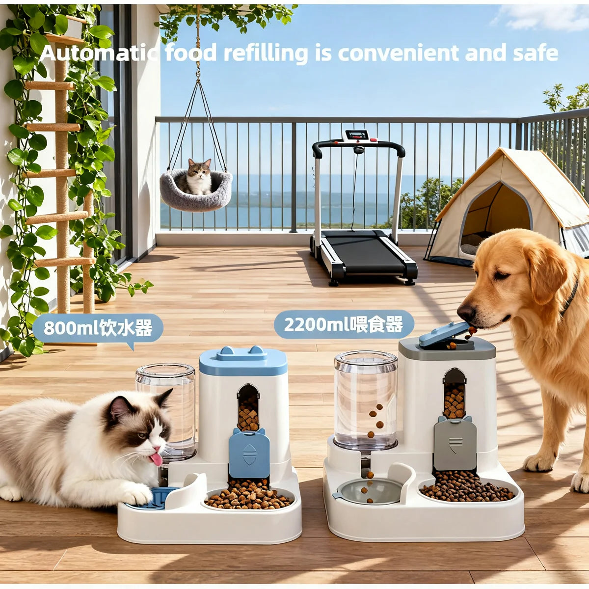 Dog & Cat Automatic Feeder & Waterer Set
