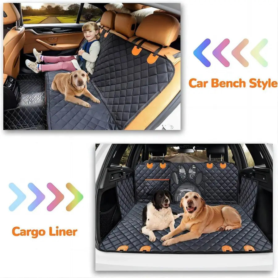 Dog Car Seat Cover for Back Seat, 100% Waterproof Dog Car Hammock with Visual Mesh Window