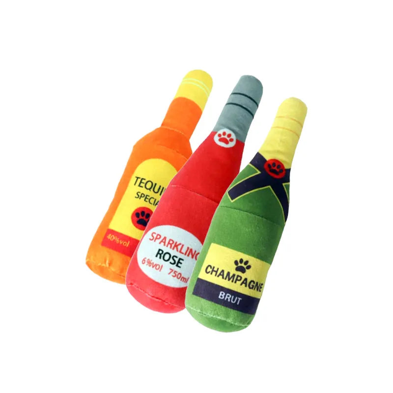 Fun Plush Dog Toys Beer Bottle