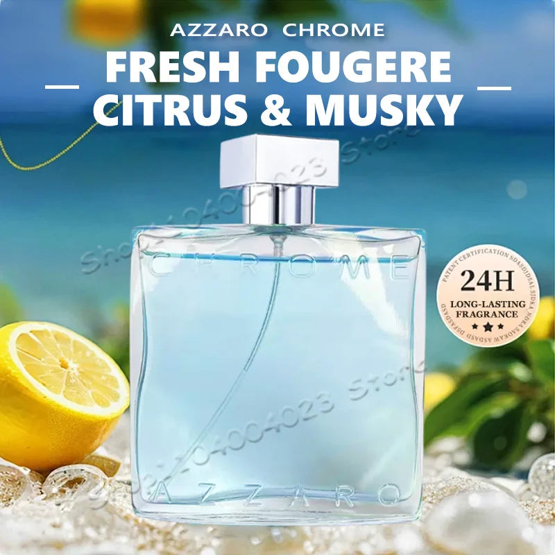 Azzaro Chrome Eau de Toilette 100ML Fresh Aquatic Men's Cologne Citrus Woody Musky Fragrance Fresh Notes Luxury Perfumes for Men