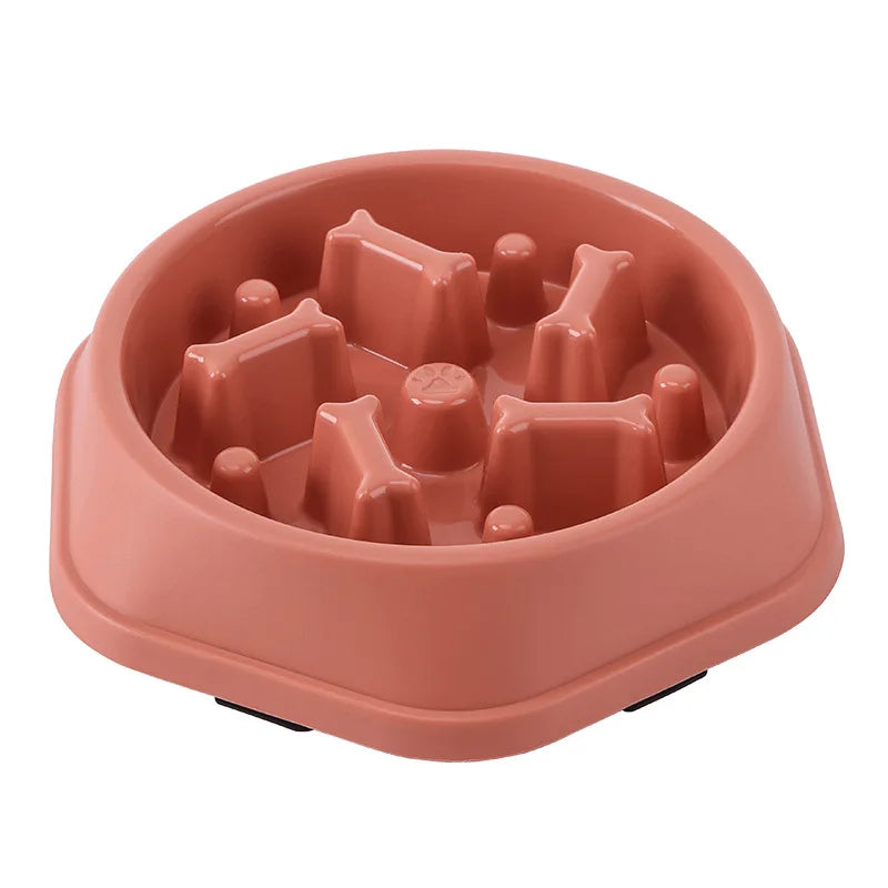 Pet Cat Dog Slow Food Bowl Fat Help Healthy Round Anti-choking