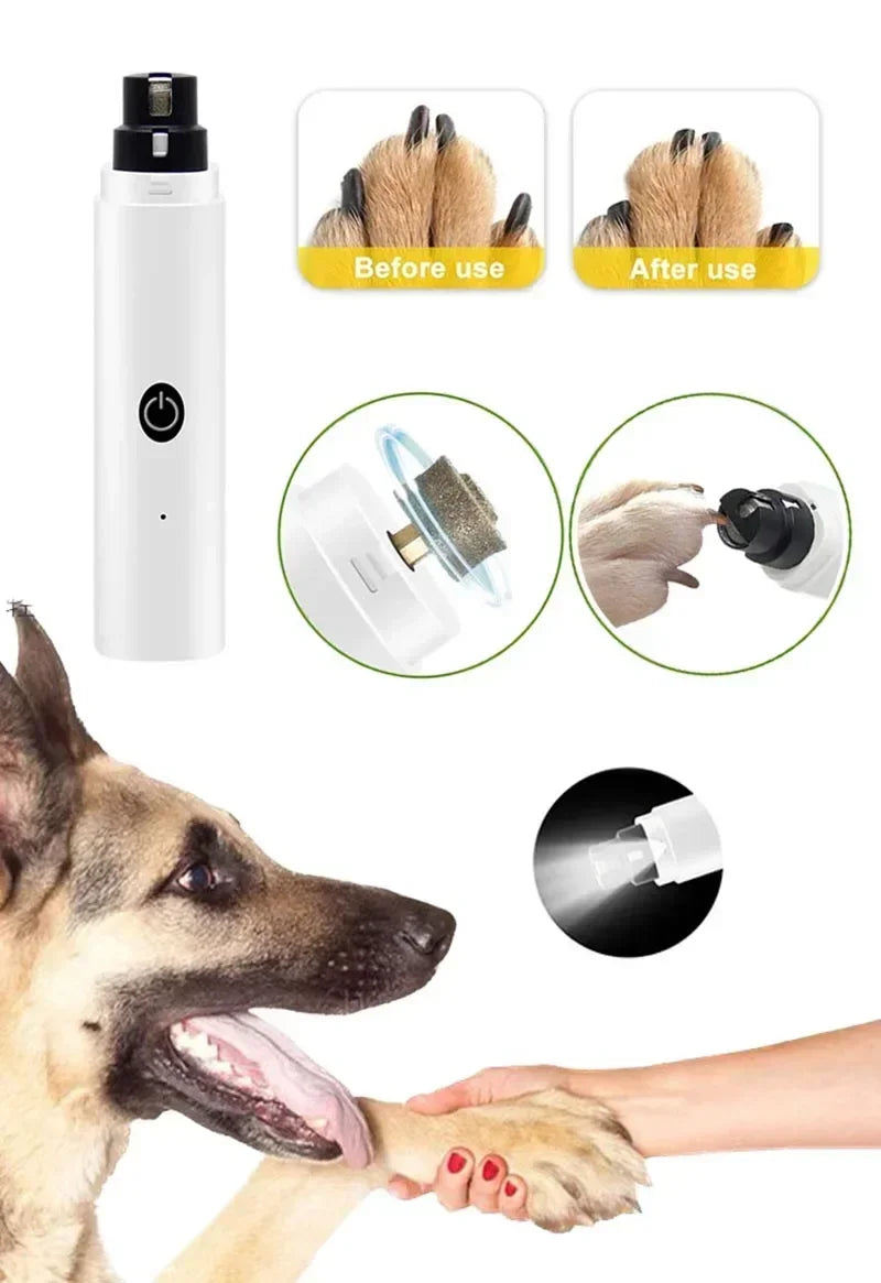 New Electric Dog Nail Clippers Rechargeable USB Charging LED Light
