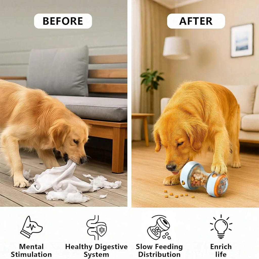 Interactive Dog Treat Dispenser, Puzzle Rolling Leak Food Ball