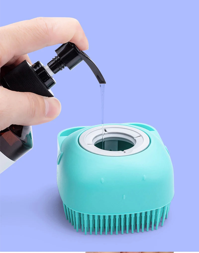 Silicone Dog Bath Massage Gloves Brush Pet Cat Bathroom Cleaning Tool