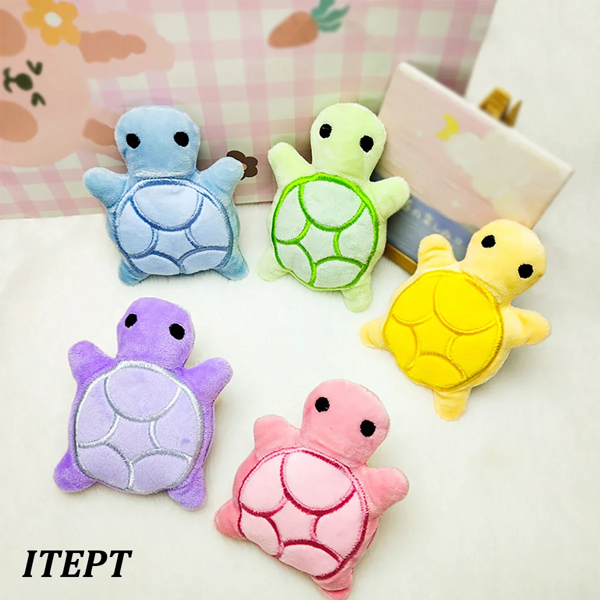 Dog Toy Mini Turtle Plush Chew Toy for Puppies Teething Relief