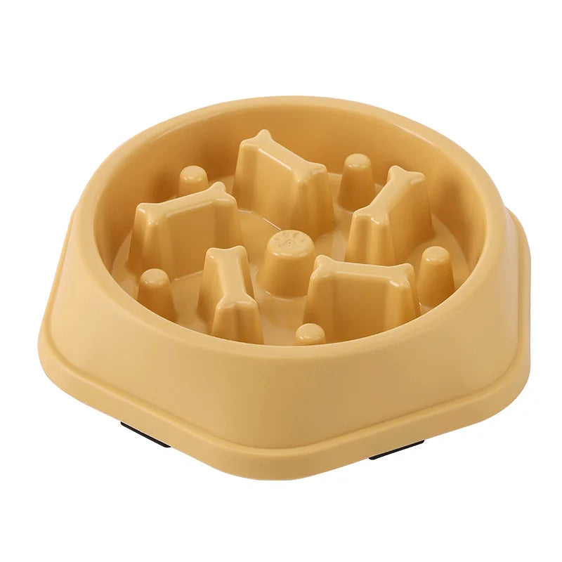 Pet Cat Dog Slow Food Bowl Fat Help Healthy Round Anti-choking
