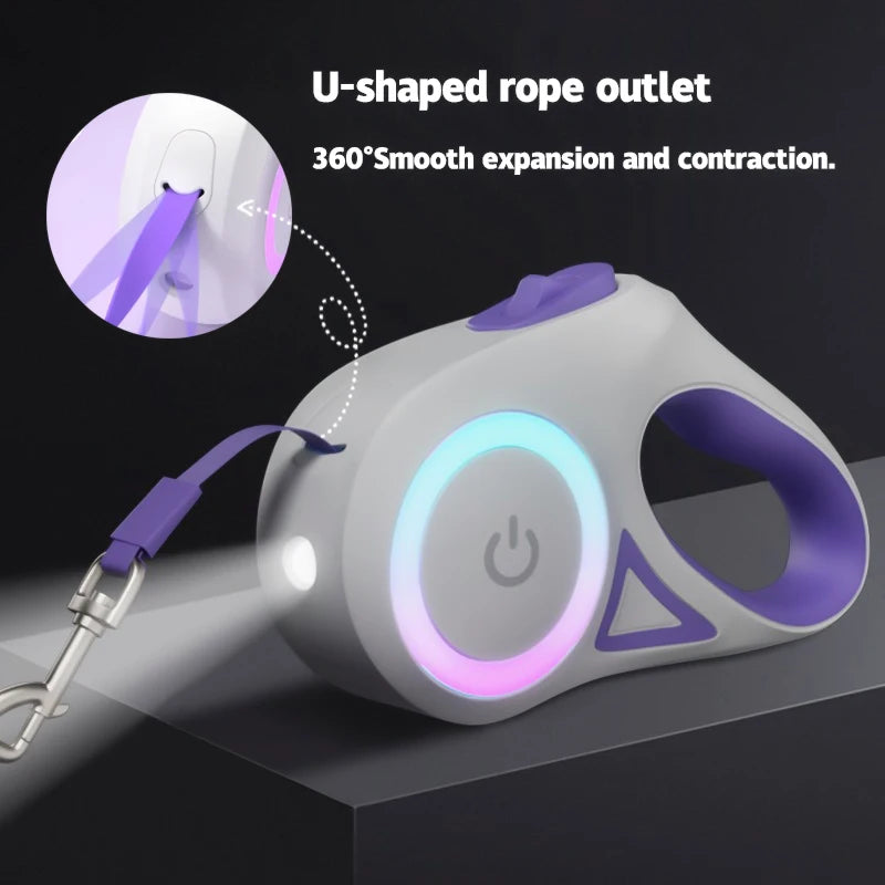 LED Retractable Dog Leash with light