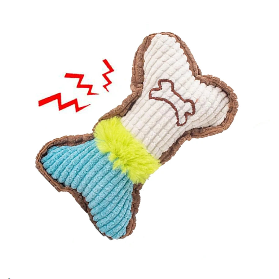 1pc Bones Plush Dogs Chew Toy