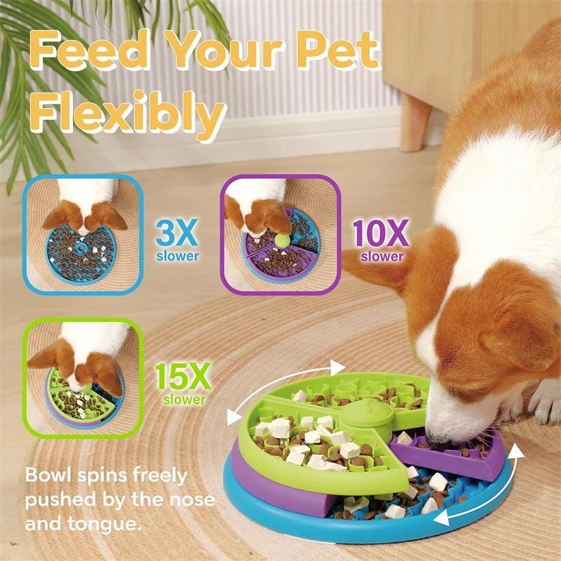 Slow Feeder Dog Bowl Mental Stimulate Detachable Puzzle